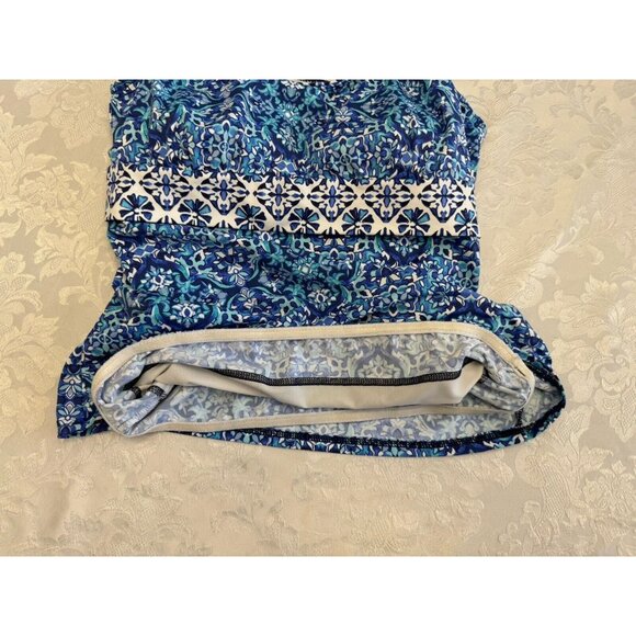 Lands End Tankini Swimsuit Top Size 10 Blue White Floral Stay Put Lined Modest - Picture 5 of 11